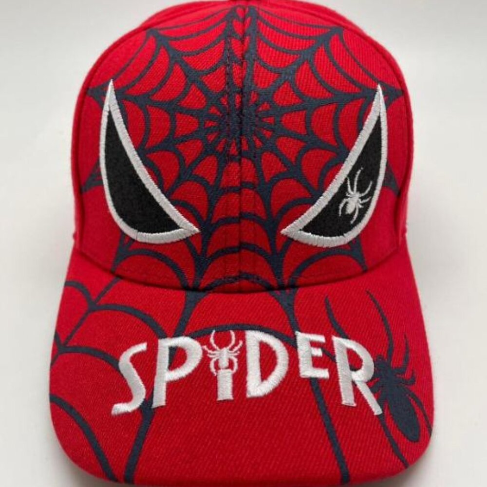 Spider Eyes Baseball Hat – Red Cap with Web Pattern